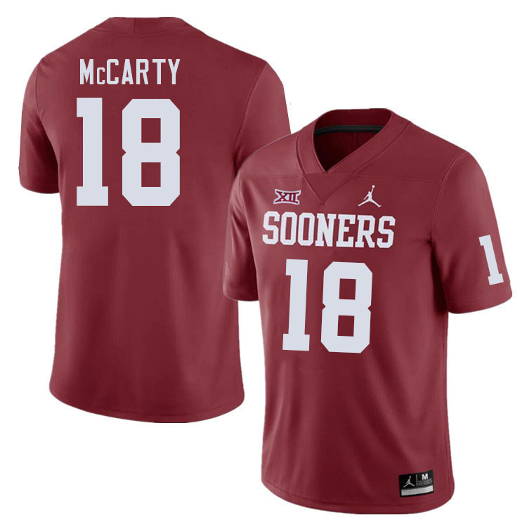 Men #18 Erik McCarty Oklahoma Sooners College Football Jerseys Stitched-Crimson